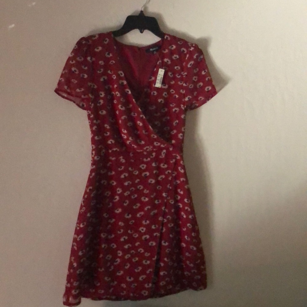 Madewell Floral Faux Wrap  Dress, Size:00